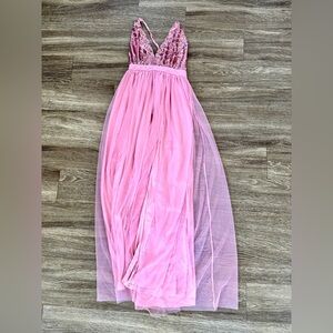 Pink Sequined Tulle Evening Gown NWOT